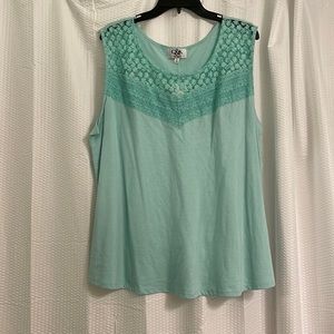 C&K sheer floral teal top